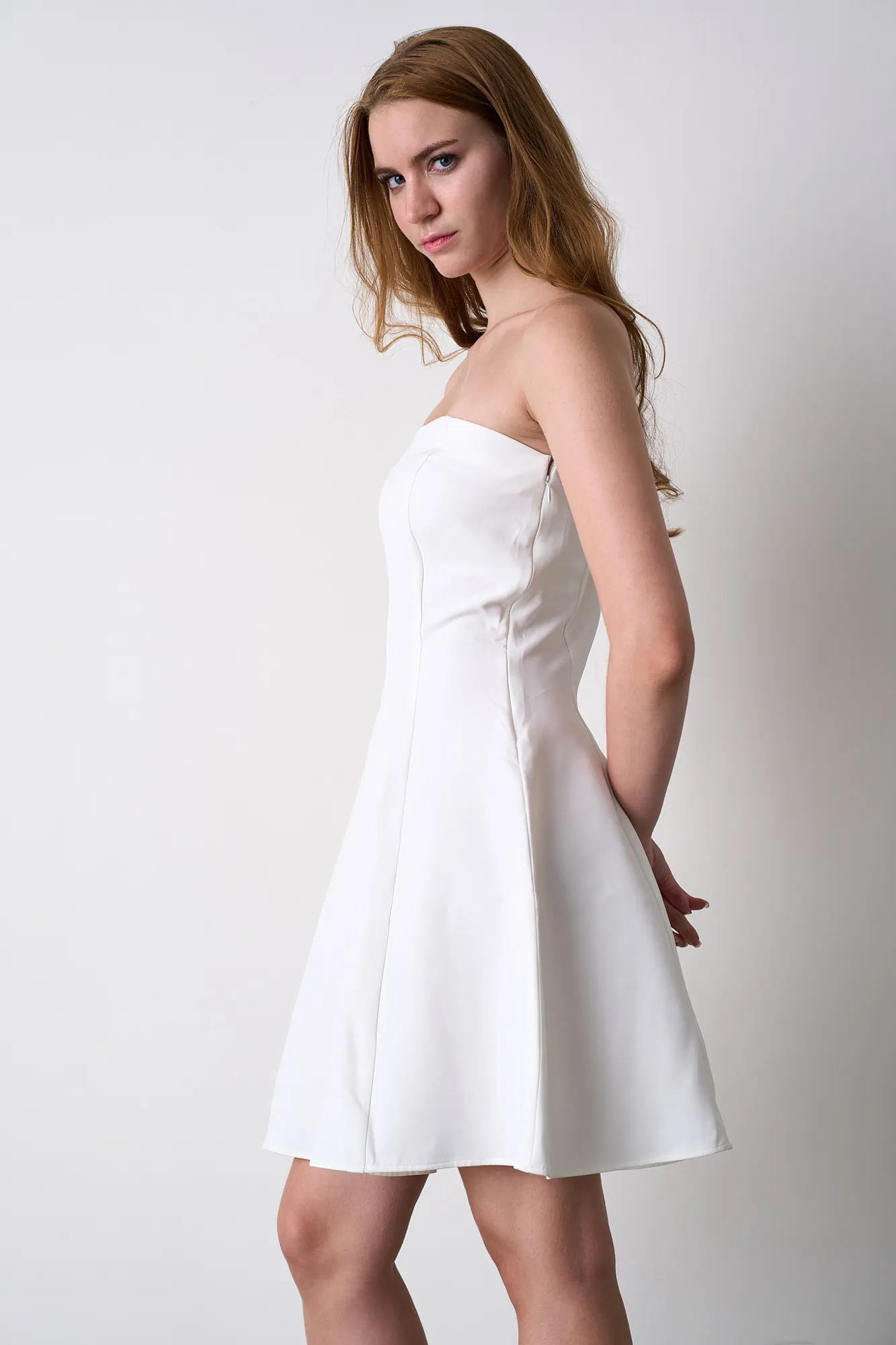 White strapless dress from the not so naive lookbook